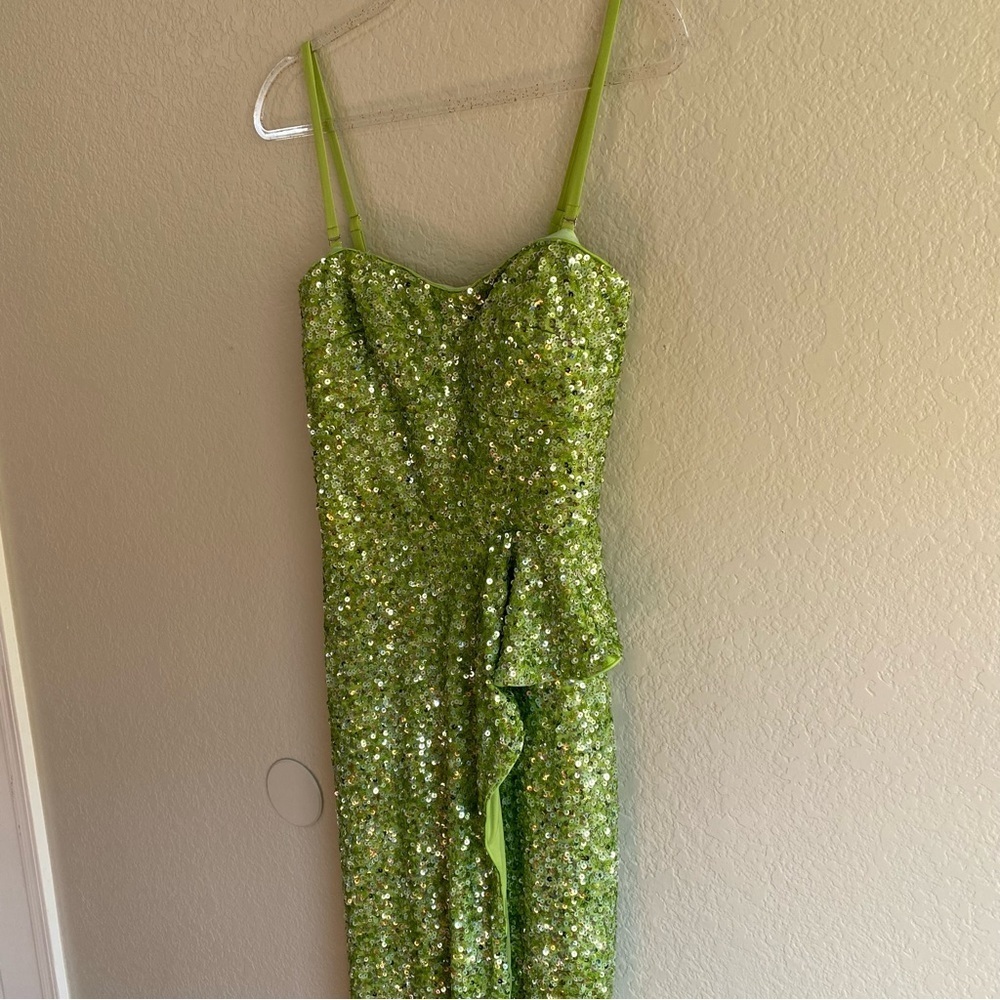Dress The Population Kai Strapless Sequin Gown Dress Size S Lime Green New - Picture 6 of 15